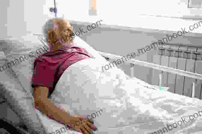 An Elderly Man Sitting In A Hospital Bed, Looking Out The Window The Old Man In The Hospital
