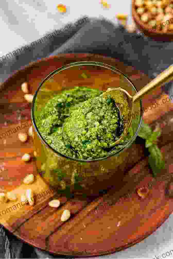 Image Of A Vibrant, Aromatic Pesto Sauce Made From Fresh Basil, Garlic, And Pine Nuts A Complete Guide To Pizza Cookbook With 150+ Easy Delicious Pizza Recipes For Everyone